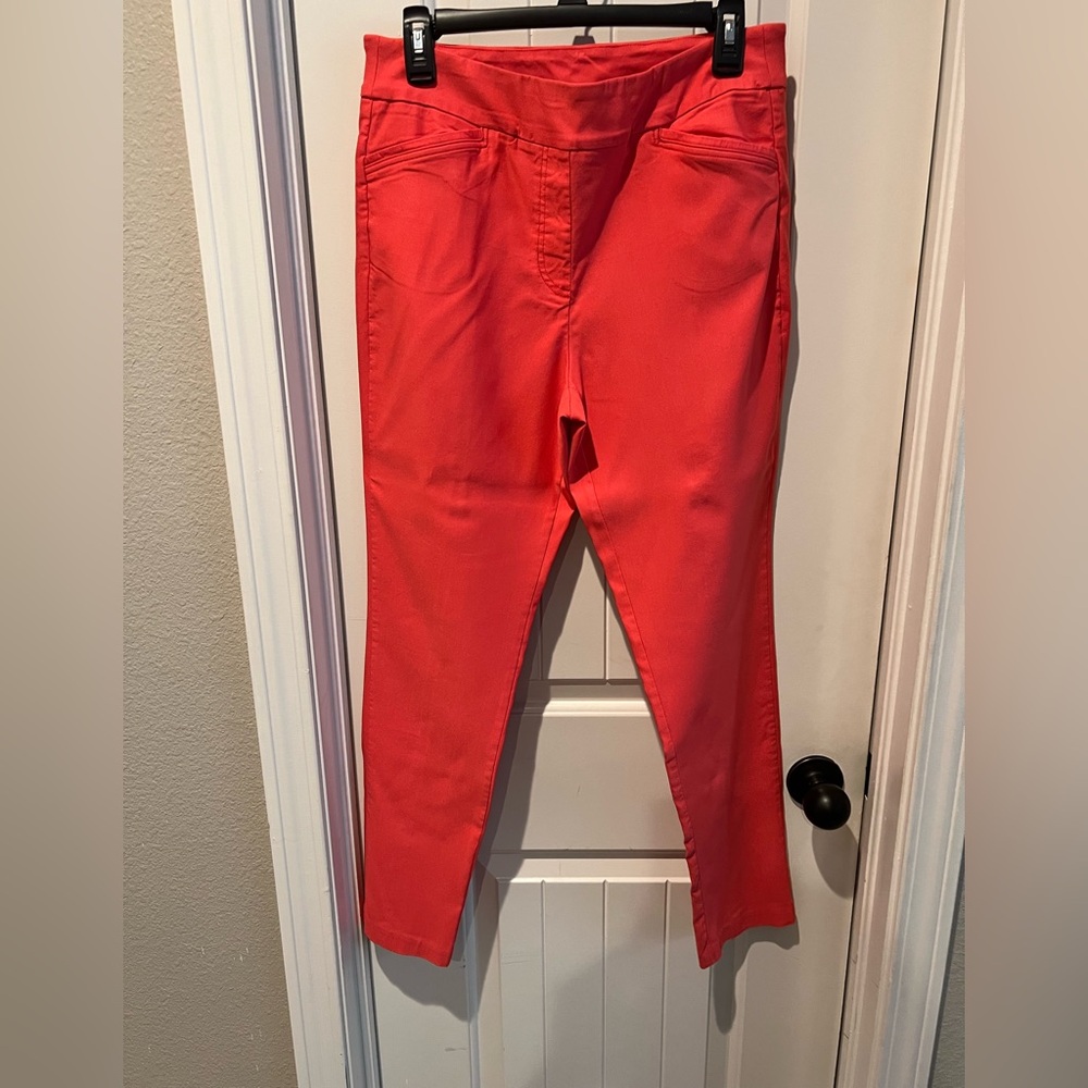 Tribal Coral pink orange Ankle Cropped pants with Modern Fit